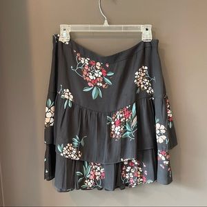 LOFT Tiered Floral Chiffon Skirt
